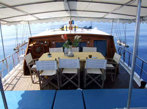 Caicco San Salvador in navigazione sul mare delle Eolie